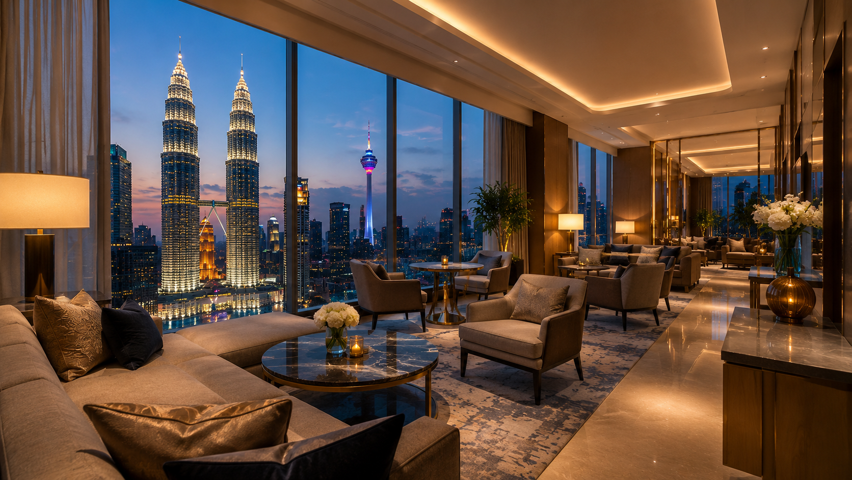 Elegant lounge area at Star Suites KLCC Malaysia tour hotel